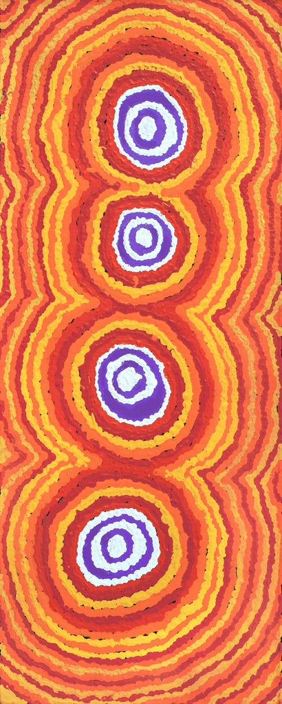 Aboriginal Artwork by Simone Nampijinpa Brown, Ngapa Jukurrpa (Water Dreaming) - Puyurru, 76x30cm