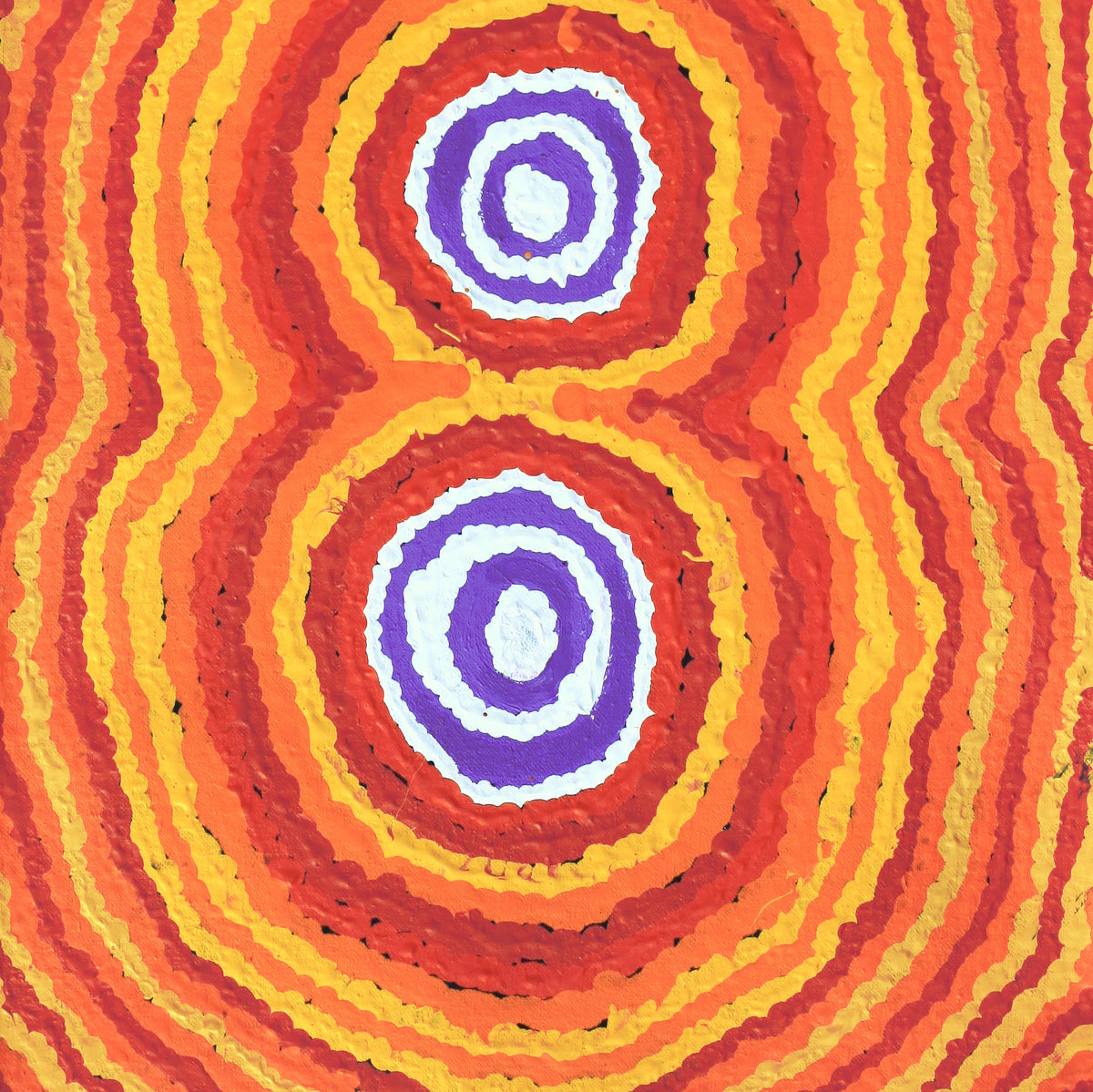 Aboriginal Artwork by Simone Nampijinpa Brown, Ngapa Jukurrpa (Water Dreaming) - Puyurru, 76x30cm