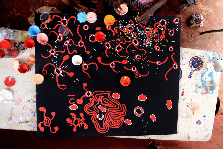 Aboriginal Artwork by Mary Napangardi Brown, Mina Mina Jukurrpa - Ngalyipi, 107x91cm