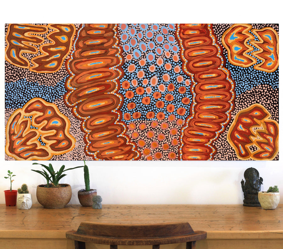 Aboriginal Artwork by Sophie Roberts, Kungkarangkalpa (Seven Sisters Story), 122x61cm