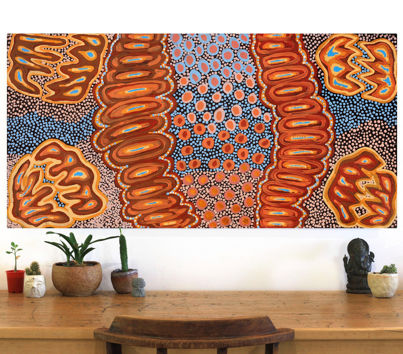 Aboriginal Artwork by Sophie Roberts, Kungkarangkalpa (Seven Sisters Story), 122x61cm
