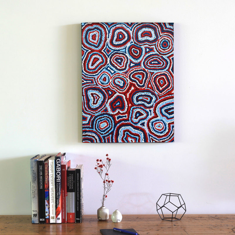 Aboriginal Artwork by Sarah Napaljarri Simms, Pikilyi Jukurrpa (Vaughan Springs Dreaming), 61x46cm