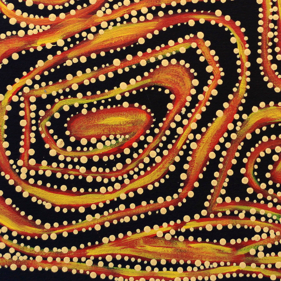 Aboriginal Artwork by Stephanie Napurrurla Nelson, Ngapa Jukurrpa, 46x46cm