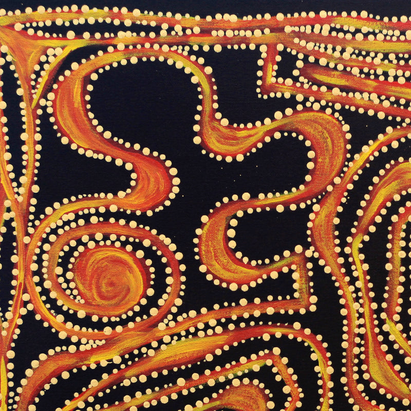 Aboriginal Artwork by Stephanie Napurrurla Nelson, Ngapa Jukurrpa, 46x46cm
