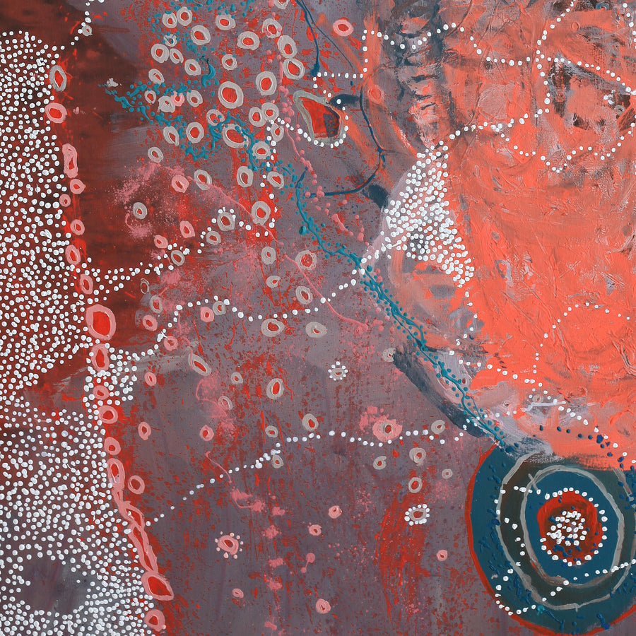 Aboriginal Artwork by Steven Jupurrurla Nelson, Janganpa Jukurrpa (Brush-tail Possum Dreaming) - Mawurrji, 182x91cm