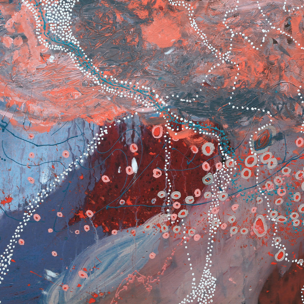 Aboriginal Artwork by Steven Jupurrurla Nelson, Janganpa Jukurrpa (Brush-tail Possum Dreaming) - Mawurrji, 182x91cm