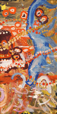 Aboriginal Artwork by Steven Jupurrurla Nelson, Janganpa Jukurrpa (Brush-tail Possum Dreaming) - Mawurrji, 183x91cm