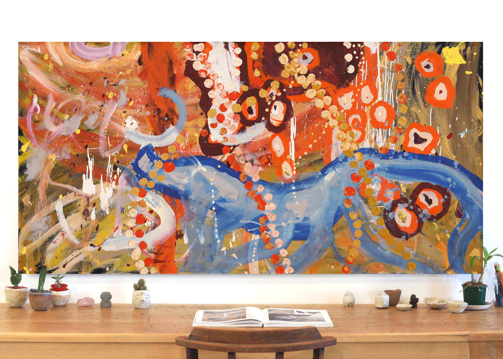 Aboriginal Artwork by Steven Jupurrurla Nelson, Janganpa Jukurrpa (Brush-tail Possum Dreaming) - Mawurrji, 183x91cm