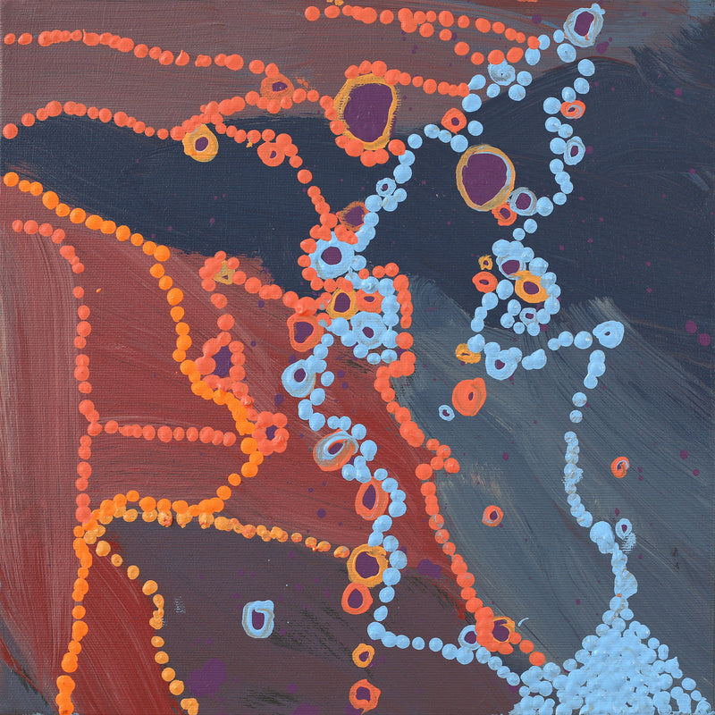 Aboriginal Artwork by Steven Jupurrurla Nelson, Janganpa Jukurrpa (Brush-tail Possum Dreaming) - Mawurrji, 30x30cm