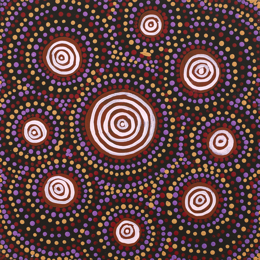 Aboriginal Artwork by Steven Jakamarra Oldfield, Warna Jukurrpa (Snake Dreaming), 30x30cm