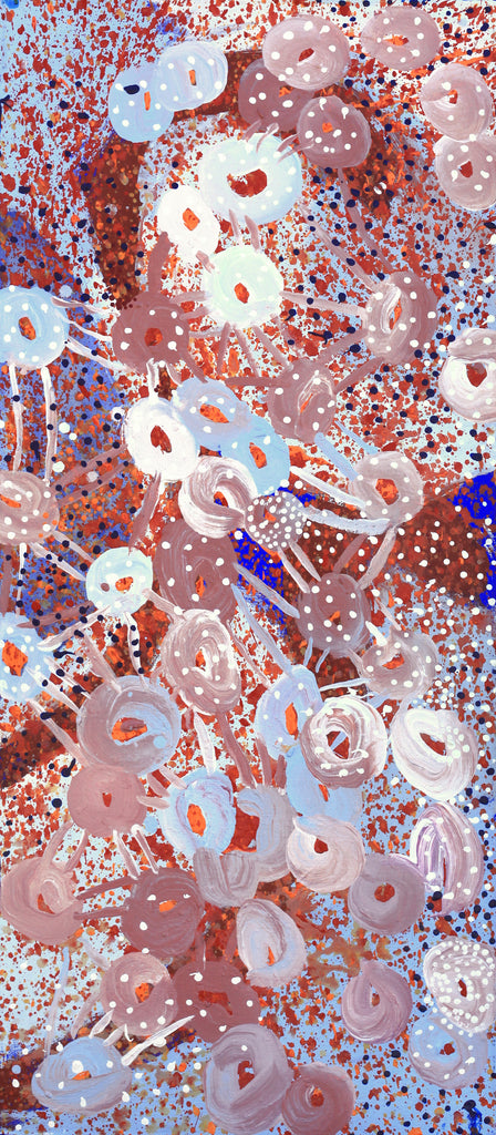 Aboriginal Artwork by Steven Jupurrurla Nelson, Janganpa Jukurrpa (Brush-tail Possum Dreaming) - Mawurrji, 107x46cm