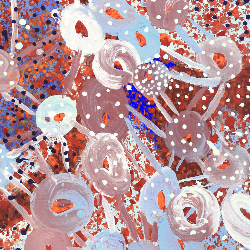 Aboriginal Artwork by Steven Jupurrurla Nelson, Janganpa Jukurrpa (Brush-tail Possum Dreaming) - Mawurrji, 107x46cm