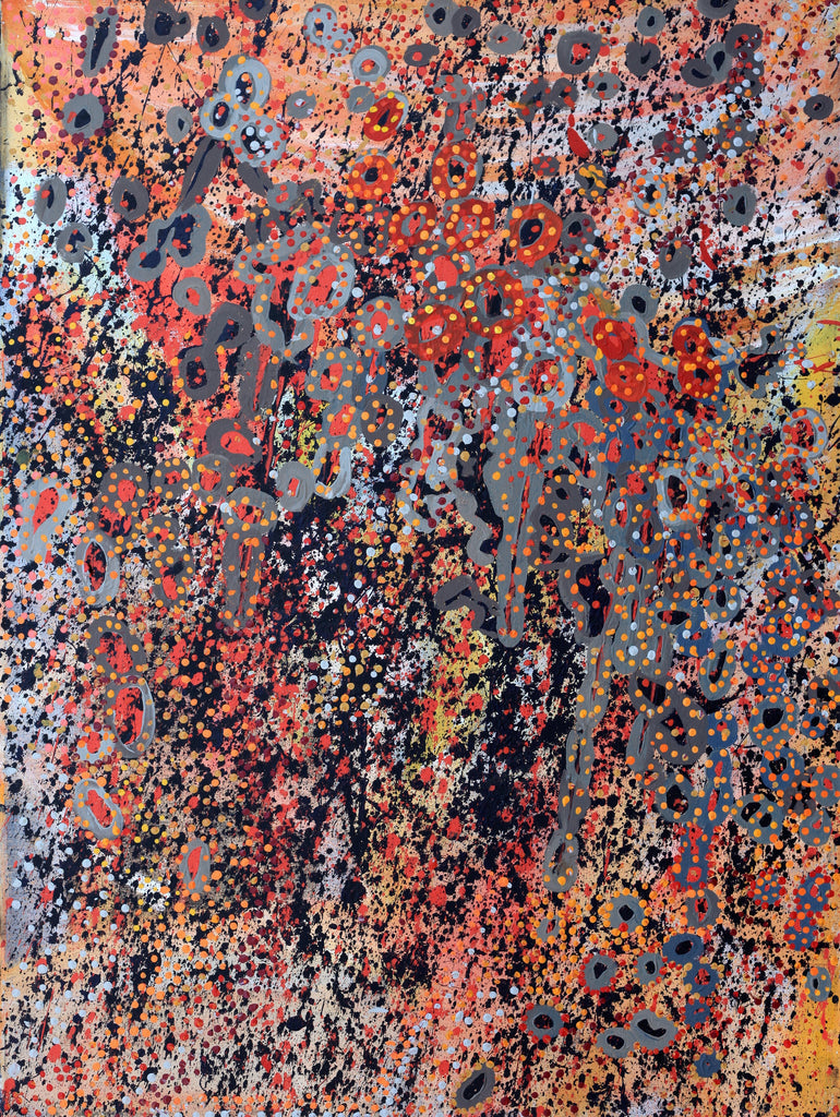 Aboriginal Artwork by Steven Jupurrurla Nelson, Janganpa Jukurrpa (Brush-tail Possum Dreaming) - Mawurrji, 122x91cm