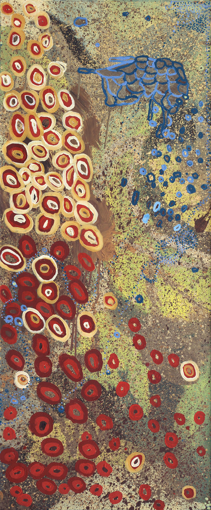 Aboriginal Artwork by Steven Jupurrurla Nelson, Janganpa Jukurrpa (Brush-tail Possum Dreaming) - Mawurrji, 182x76cm