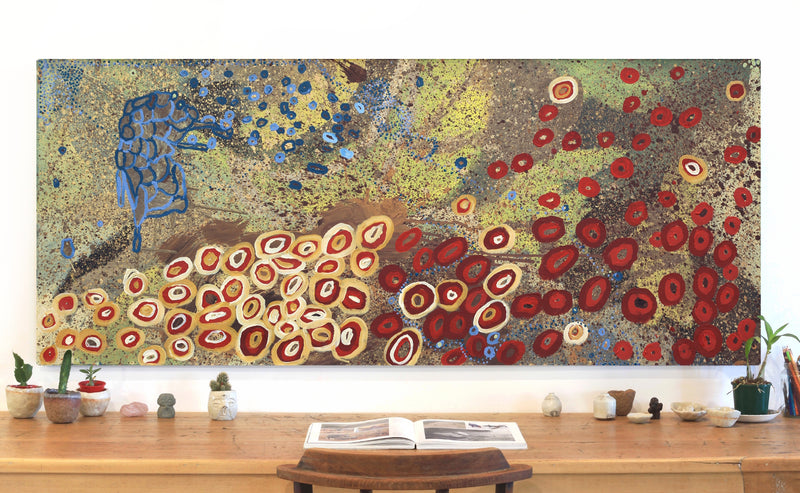 Aboriginal Artwork by Steven Jupurrurla Nelson, Janganpa Jukurrpa (Brush-tail Possum Dreaming) - Mawurrji, 182x76cm