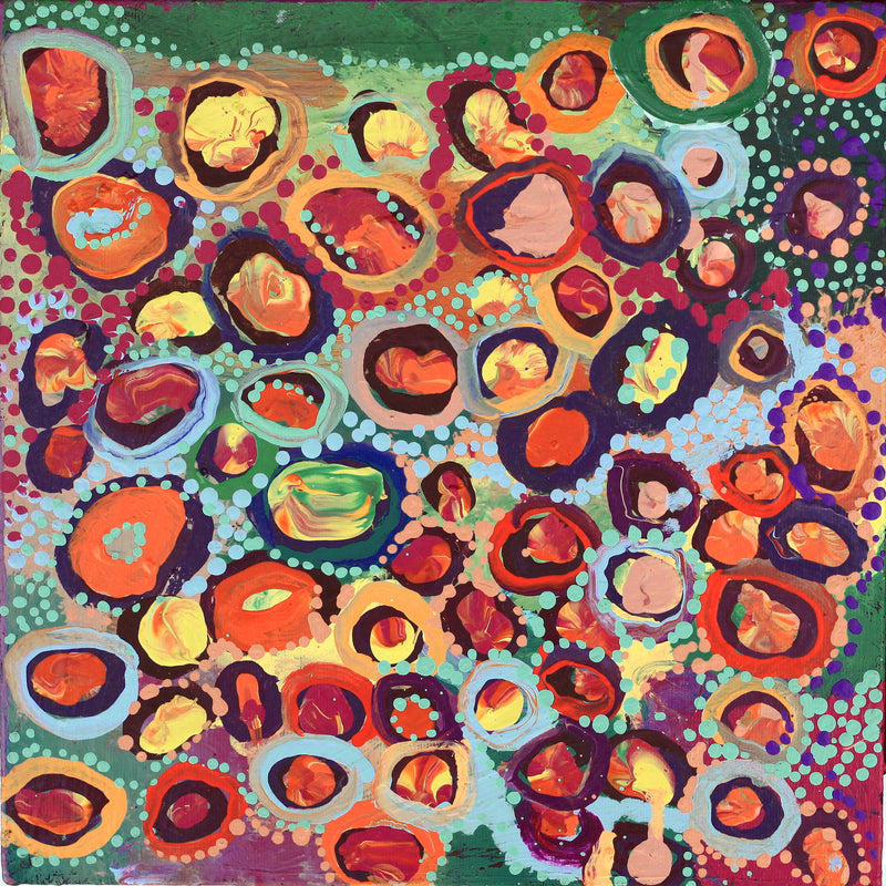 Aboriginal Artwork by Steven Jupurrurla Nelson, Janganpa Jukurrpa (Brush-tail Possum Dreaming) - Mawurrji, 30x30cm