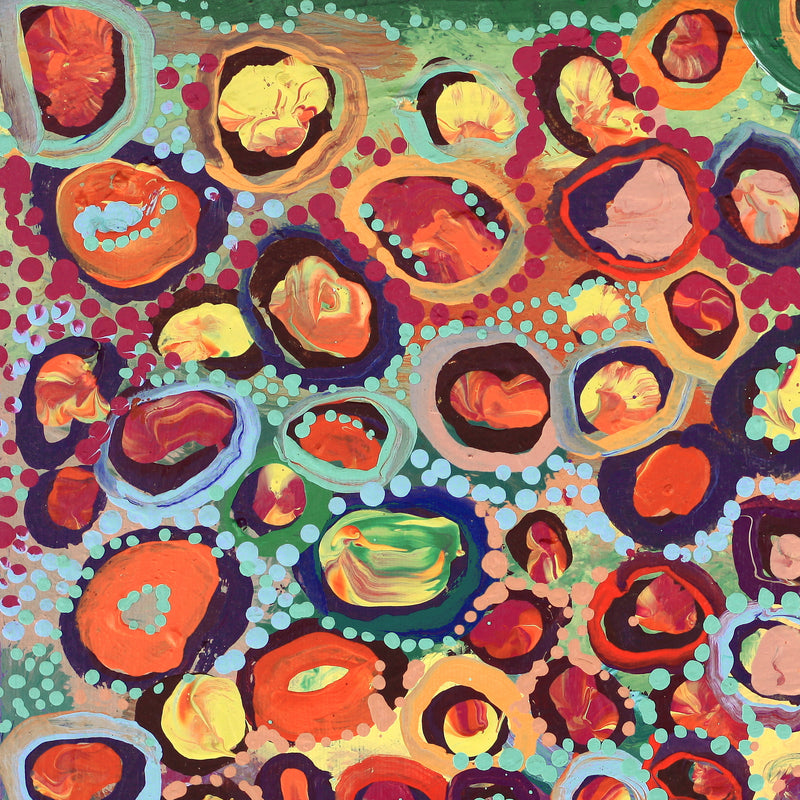 Aboriginal Artwork by Steven Jupurrurla Nelson, Janganpa Jukurrpa (Brush-tail Possum Dreaming) - Mawurrji, 30x30cm