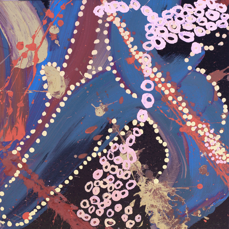 Aboriginal Artwork by Steven Jupurrurla Nelson, Janganpa Jukurrpa (Brush-tail Possum Dreaming) - Mawurrji, 30x30cm