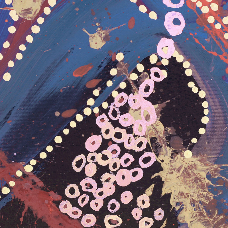 Aboriginal Artwork by Steven Jupurrurla Nelson, Janganpa Jukurrpa (Brush-tail Possum Dreaming) - Mawurrji, 30x30cm