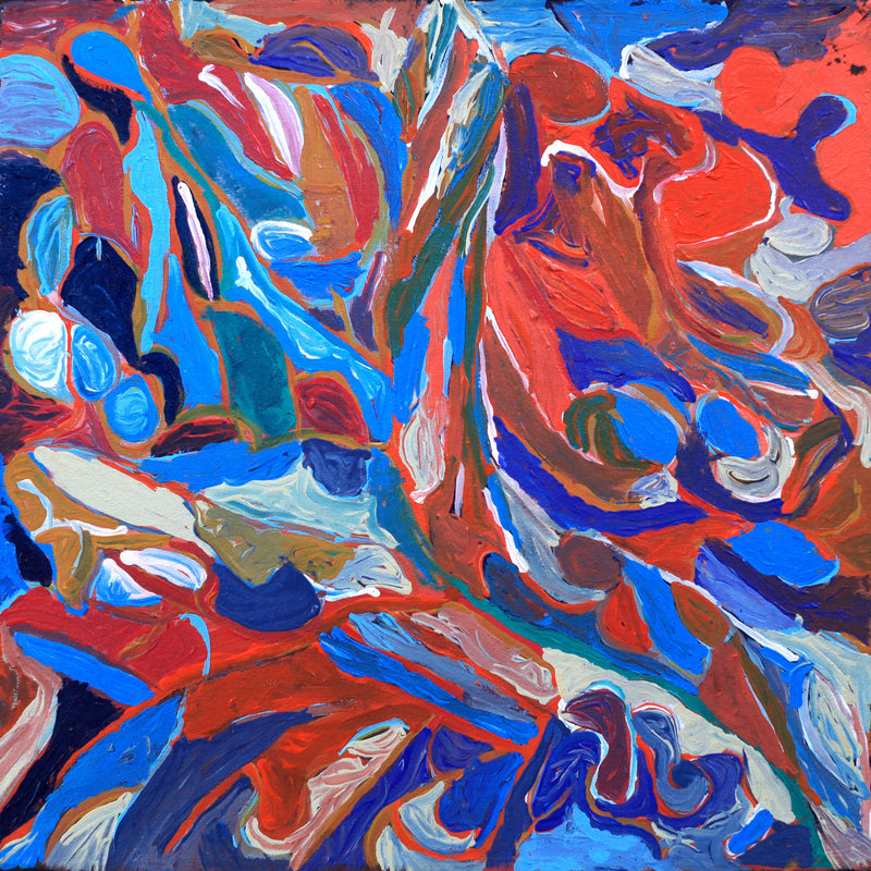 Aboriginal Artwork by Steven Jupurrurla Nelson, Janganpa Jukurrpa (Brush-tail Possum Dreaming) - Mawurrji, 46x46cm