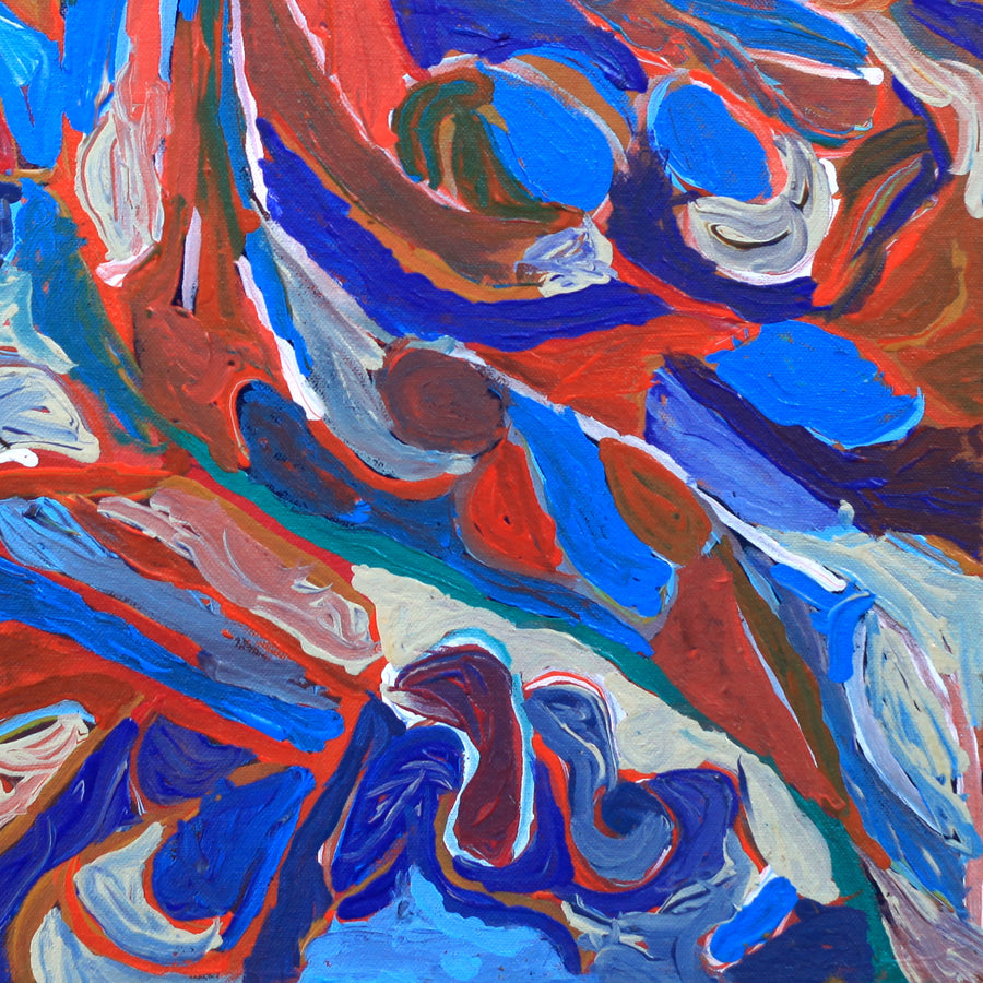 Aboriginal Artwork by Steven Jupurrurla Nelson, Janganpa Jukurrpa (Brush-tail Possum Dreaming) - Mawurrji, 46x46cm