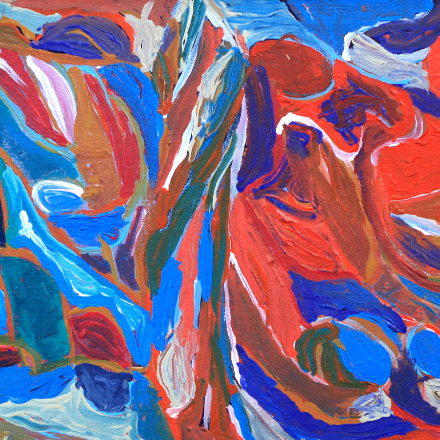 Aboriginal Artwork by Steven Jupurrurla Nelson, Janganpa Jukurrpa (Brush-tail Possum Dreaming) - Mawurrji, 46x46cm