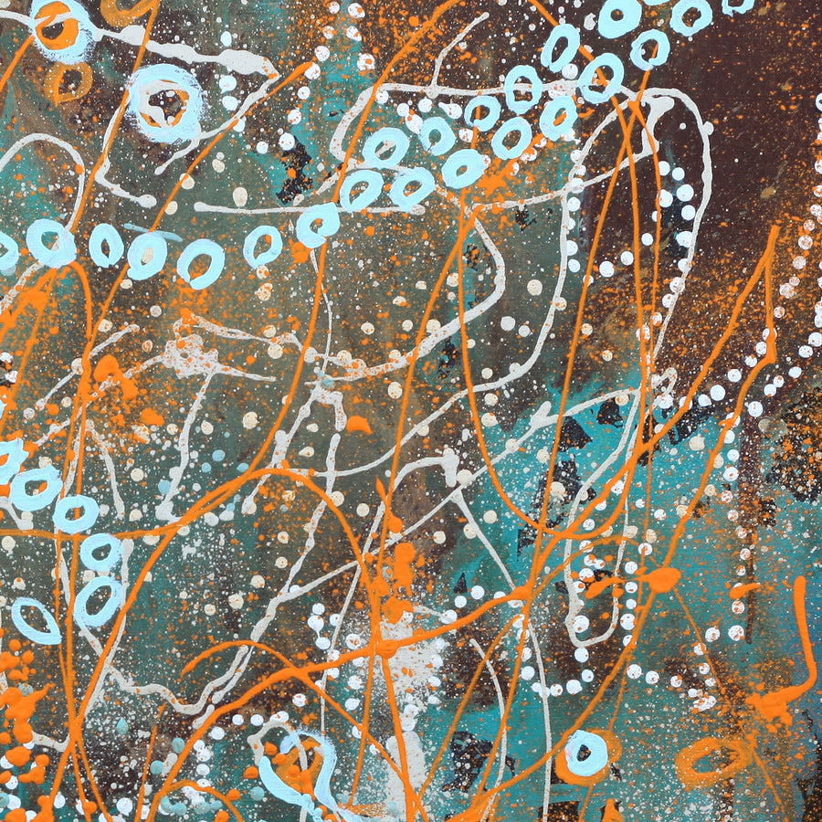 Aboriginal Artwork by Steven Jupurrurla Nelson, Janganpa Jukurrpa (Brush-tail Possum Dreaming) - Mawurrji, 61x61cm