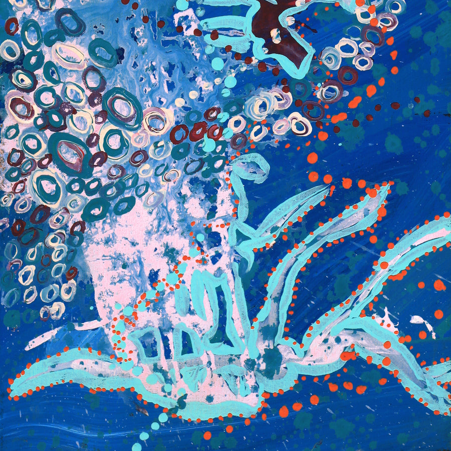 Aboriginal Artwork by Steven Jupurrurla Nelson, Janganpa Jukurrpa (Brush-tail Possum Dreaming) - Mawurrji, 76x30cm