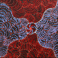 Aboriginal Artwork by Stewart Jupurrurla Kelly, Ngapa Jukurrpa (Water Dreaming) - Wapurtali, 30x30cm