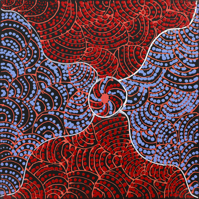 Aboriginal Artwork by Stewart Jupurrurla Kelly, Ngapa Jukurrpa (Water Dreaming) - Wapurtali, 30x30cm