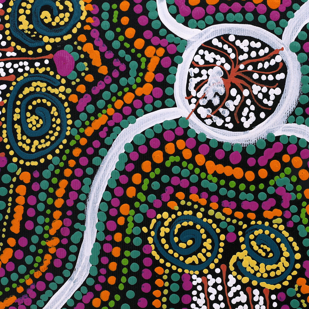 Aboriginal Artwork by Stewart Jupurrurla Kelly, Ngapa Jukurrpa (Water Dreaming) - Wapurtali, 30x30cm