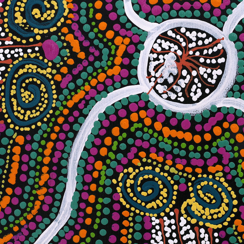 Aboriginal Artwork by Stewart Jupurrurla Kelly, Ngapa Jukurrpa (Water Dreaming) - Wapurtali, 30x30cm