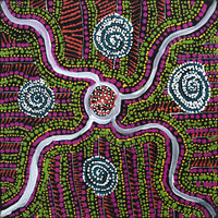 Aboriginal Artwork by Stewart Jupurrurla Kelly, Ngapa Jukurrpa (Water Dreaming) - Wapurtali, 30x30cm