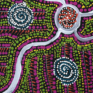 Aboriginal Art by Stewart Jupurrurla Kelly, Ngapa Jukurrpa (Water Dreaming) - Wapurtali, 30x30cm - ART ARK®