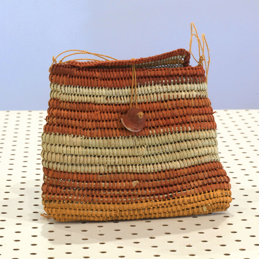 Aboriginal Artwork by Susan Marrkula Lalamurrmauwuy, Gapuwiyak - Woven Bag (16x13cm)