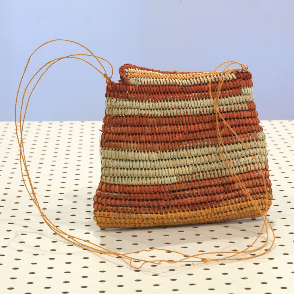 Aboriginal Artwork by Susan Marrkula Lalamurrmauwuy, Gapuwiyak - Woven Bag (16x13cm)