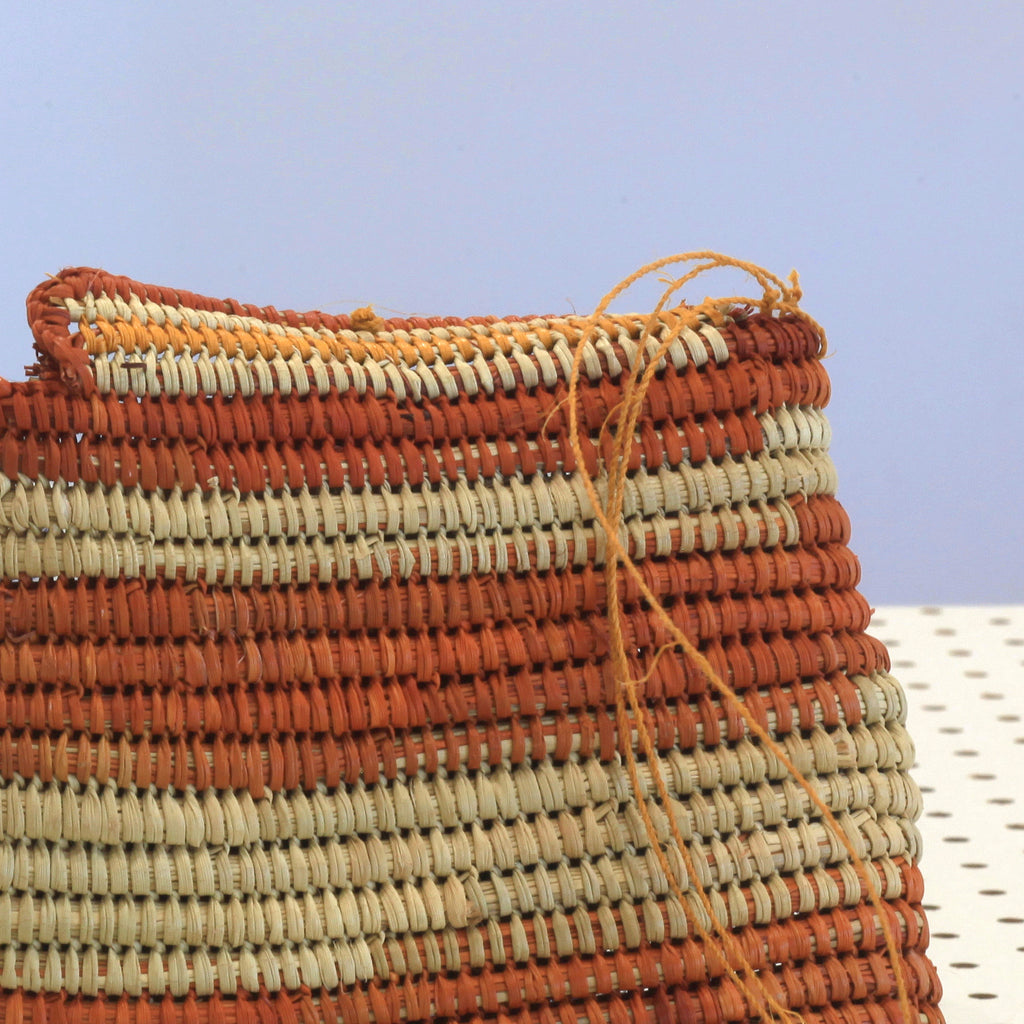 Aboriginal Artwork by Susan Marrkula Lalamurrmauwuy, Gapuwiyak - Woven Bag (16x13cm)
