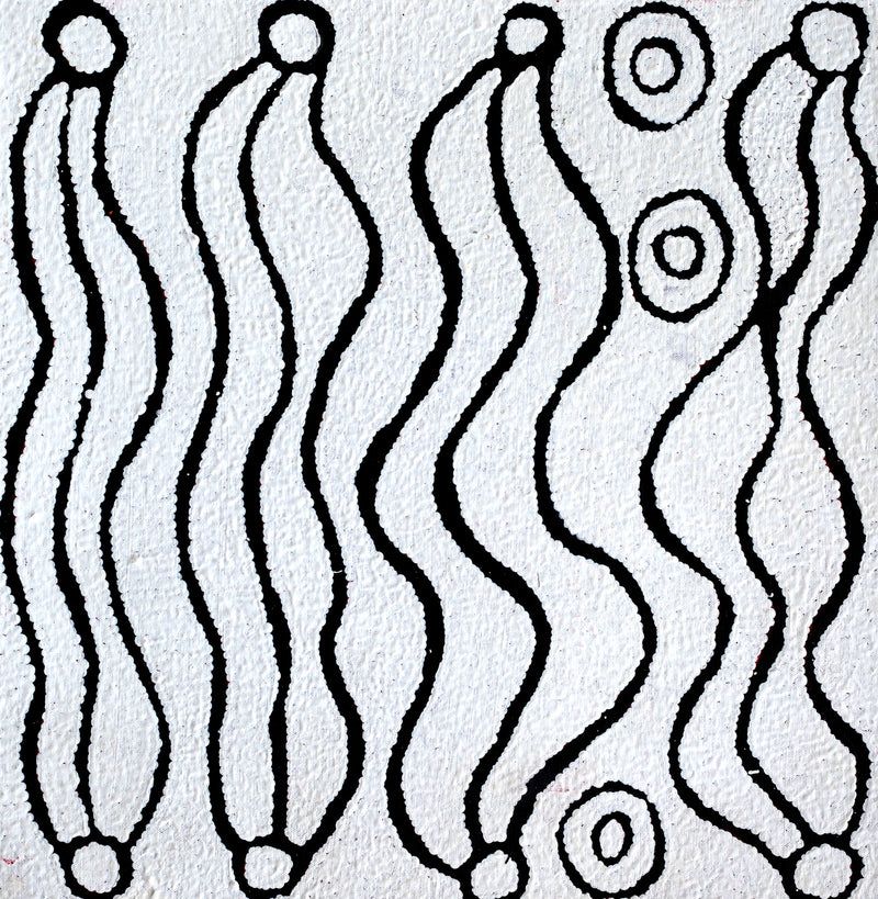 Aboriginal Artwork by Susie Nangala Watson, Mina Mina Dreaming, 46x46cm