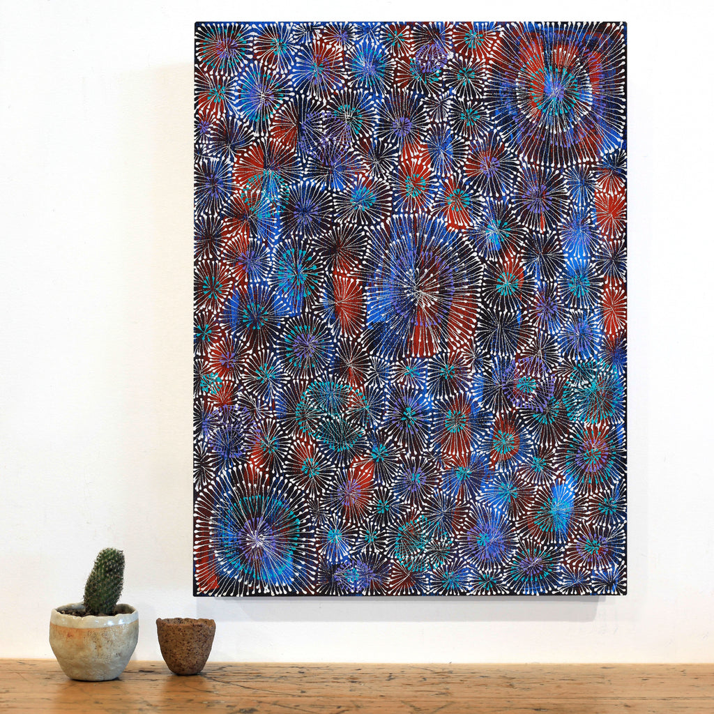Aboriginal Artwork by Sylvaria Napurrurla Walker, Jitilypuru Jukurrpa, 61x46cm