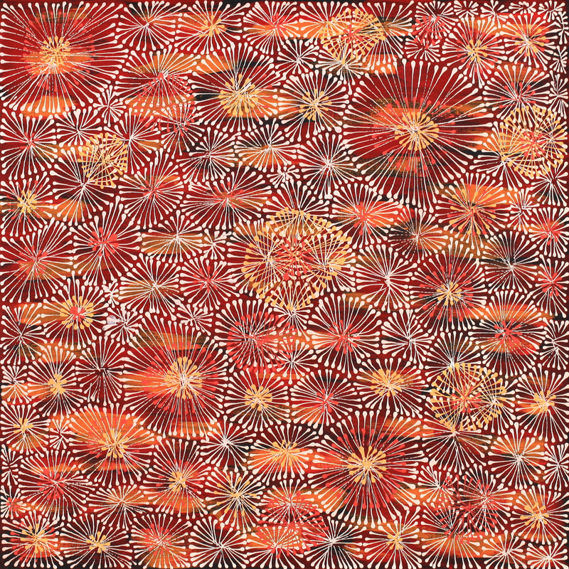 Aboriginal Artwork by Sylvaria Napurrurla Walker, Jitilypuru Jukurrpa, 61x61cm