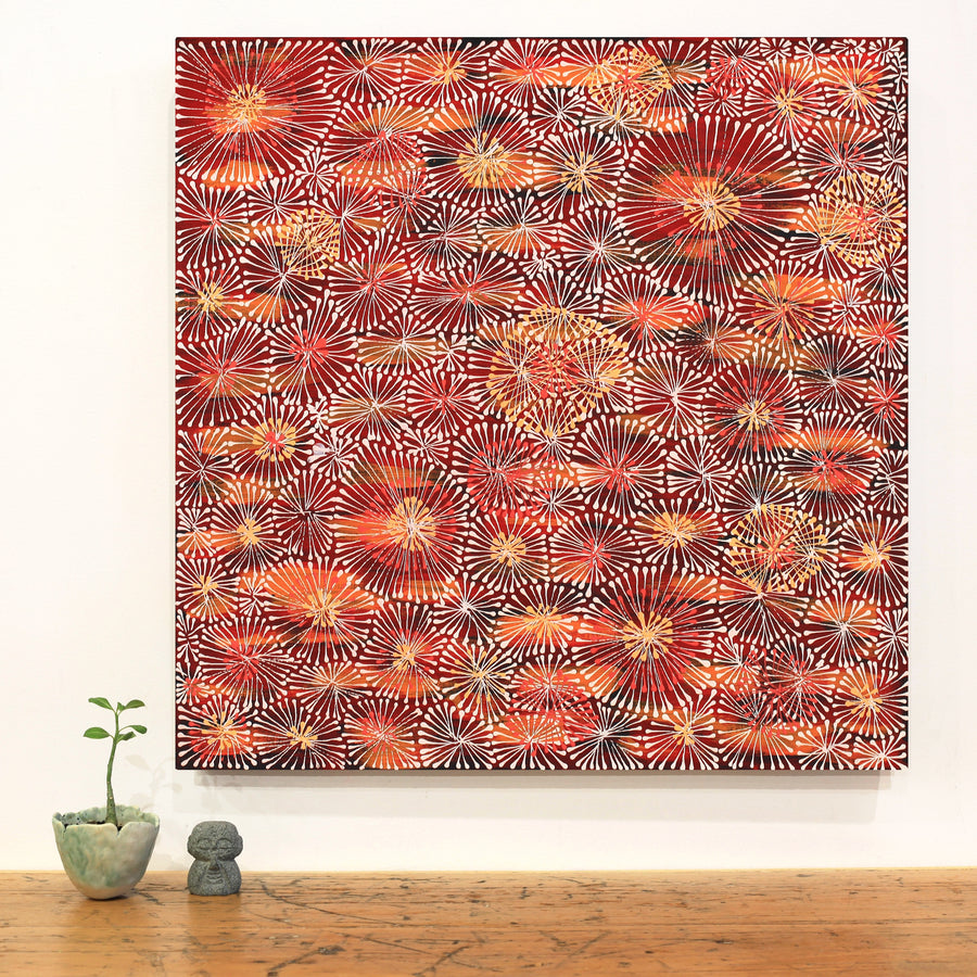 Aboriginal Artwork by Sylvaria Napurrurla Walker, Jitilypuru Jukurrpa, 61x61cm