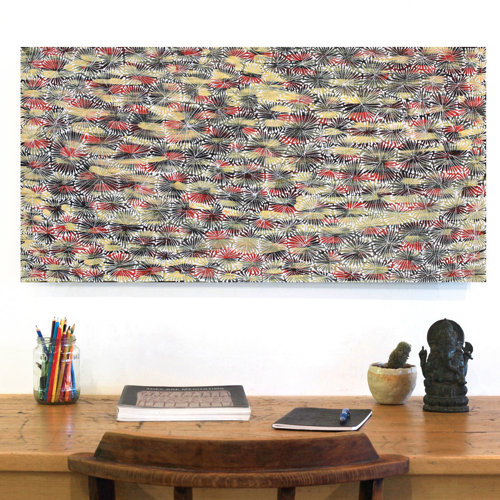 Aboriginal Artwork by Sylvaria Napurrurla Walker, Jitilypuru Jukurrpa, 91x46cm
