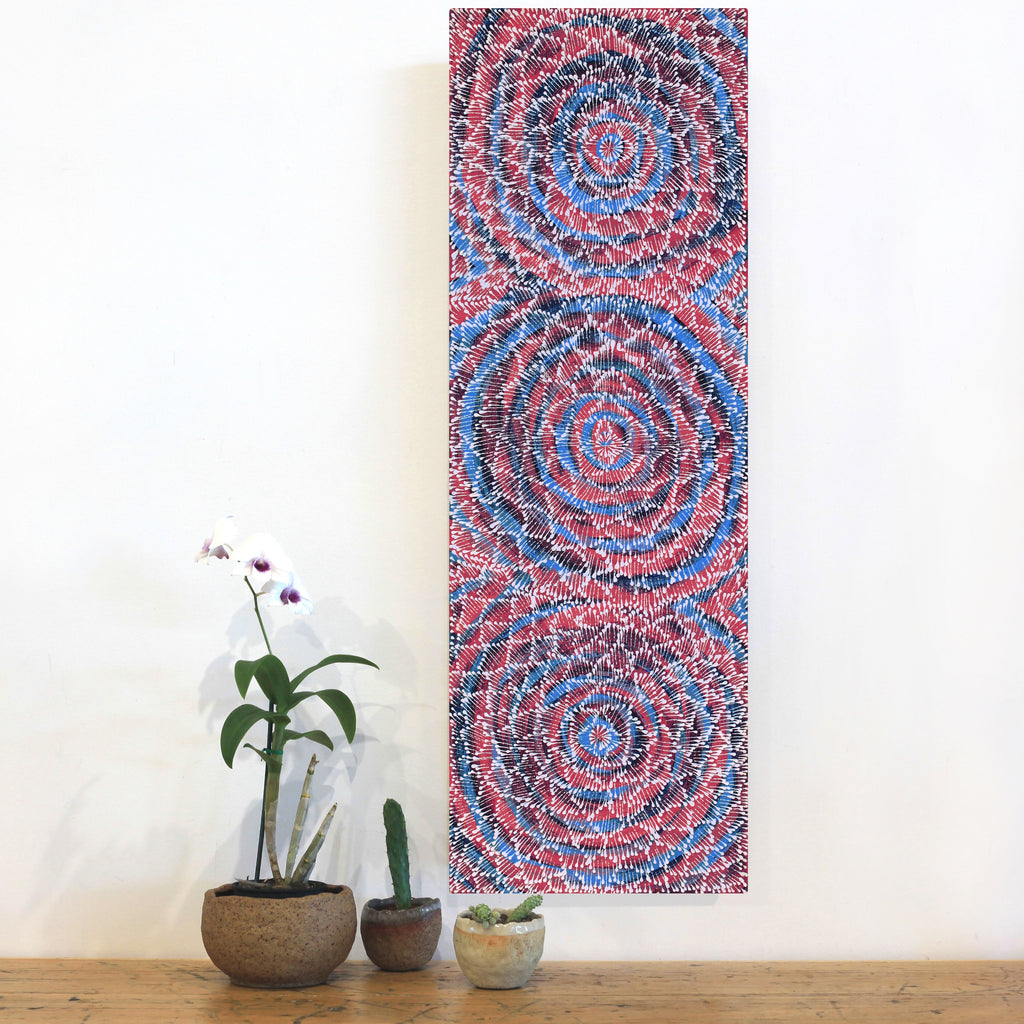 Aboriginal Artwork by Sylvaria Napurrurla Walker, Jitilypuru Jukurrpa, 91x30cm