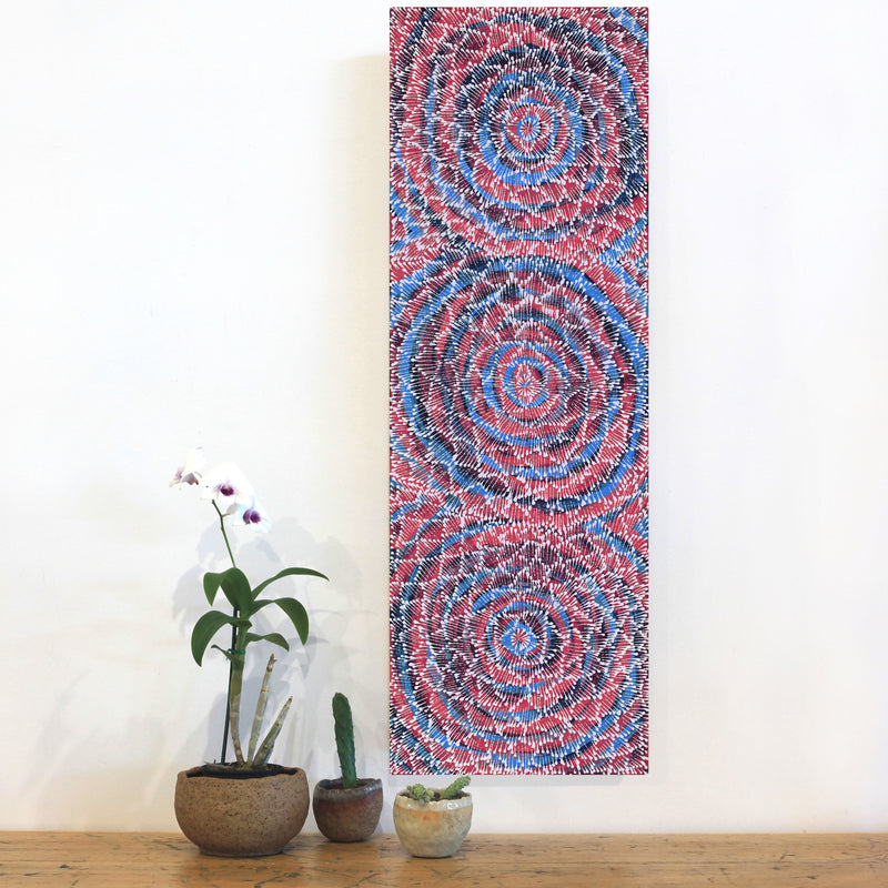 Aboriginal Artwork by Sylvaria Napurrurla Walker, Jitilypuru Jukurrpa, 91x30cm