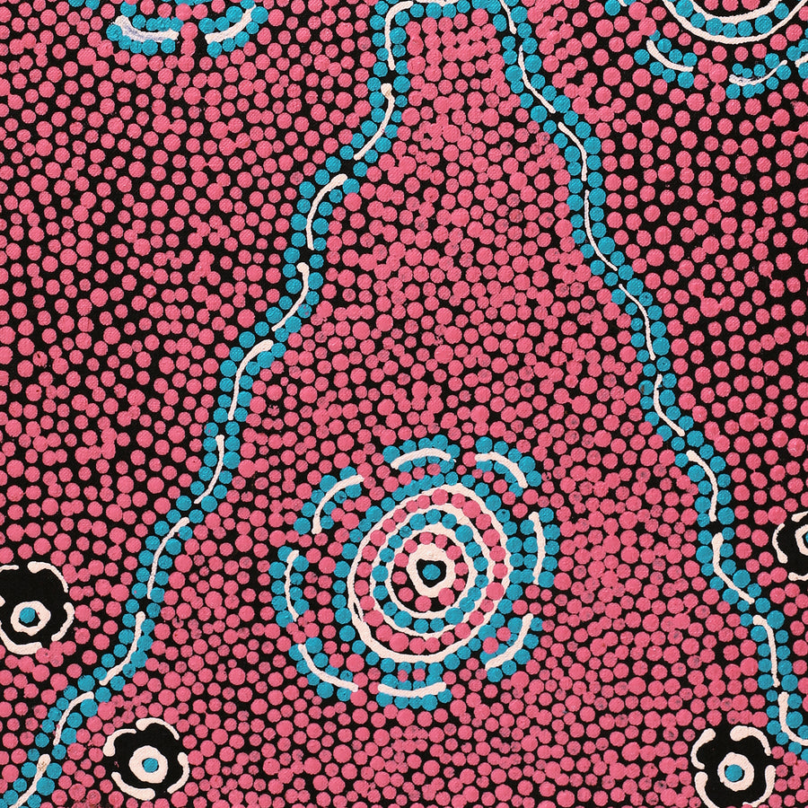 Aboriginal Artwork by Sylvia Napanangka Drover, Nguru Yurntumu-wana (Country around Yuendumu), 61x30cm