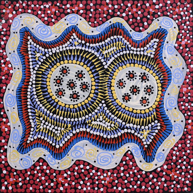 Aboriginal Artwork by Tamika Nangala Cook, Ngurlu Jukurrpa (Native Seed Dreaming), 30x30cm
