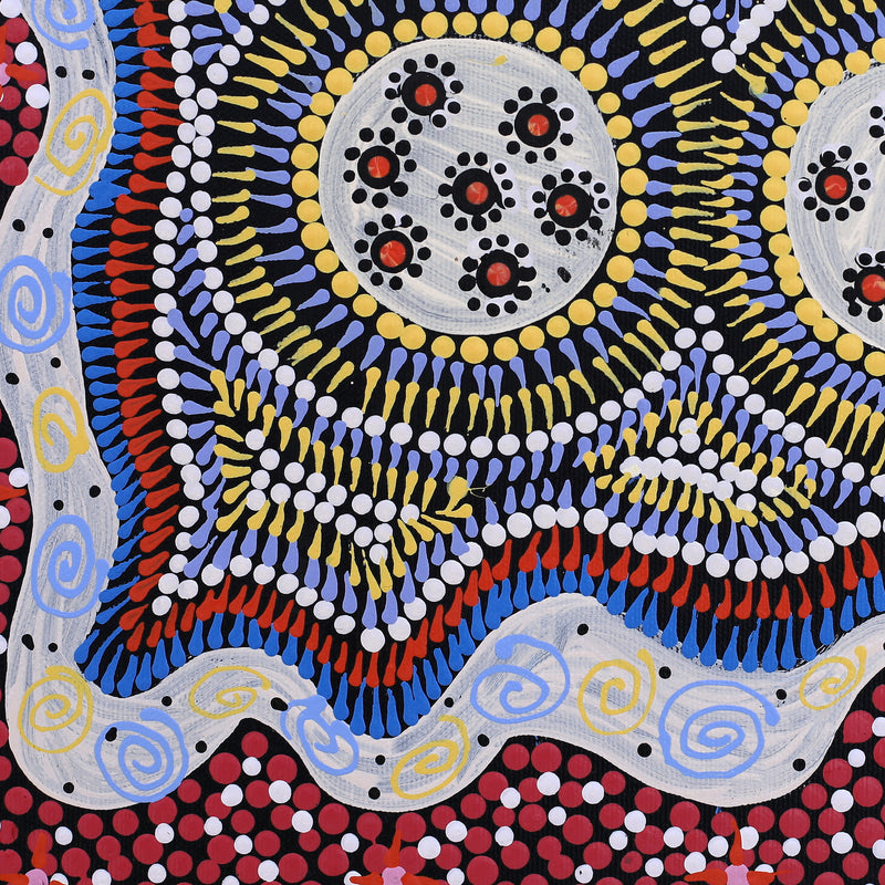 Aboriginal Artwork by Tamika Nangala Cook, Ngurlu Jukurrpa (Native Seed Dreaming), 30x30cm
