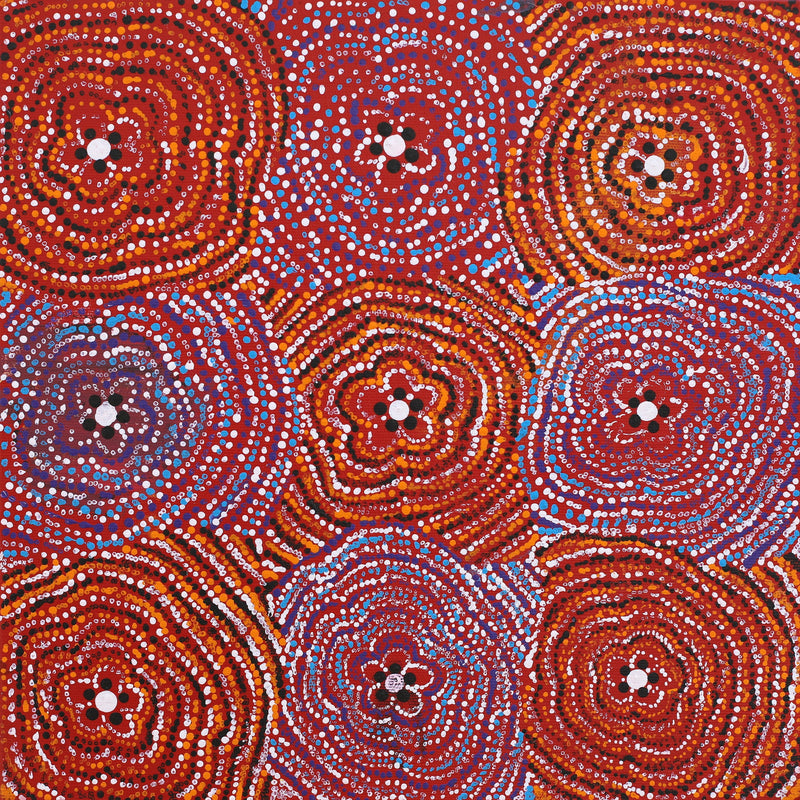 Aboriginal Artwork by Tamika Nangala Cook, Ngurlu Jukurrpa (Native Seed Dreaming), 30x30cm