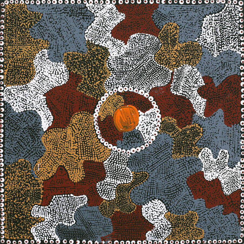 Aboriginal Artwork by Tanya Nungarrayi Collins, Watiya-warnu Jukurrpa (Seed Dreaming), 30x30cm