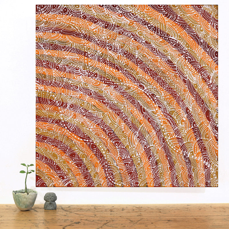 Aboriginal Artwork by Tanya Nungarrayi Collins, Watiya-warnu Jukurrpa (Seed Dreaming), 61x61cm